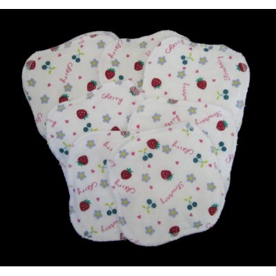 Lingettes lavables 11 cm strawberry * bambou et coton *