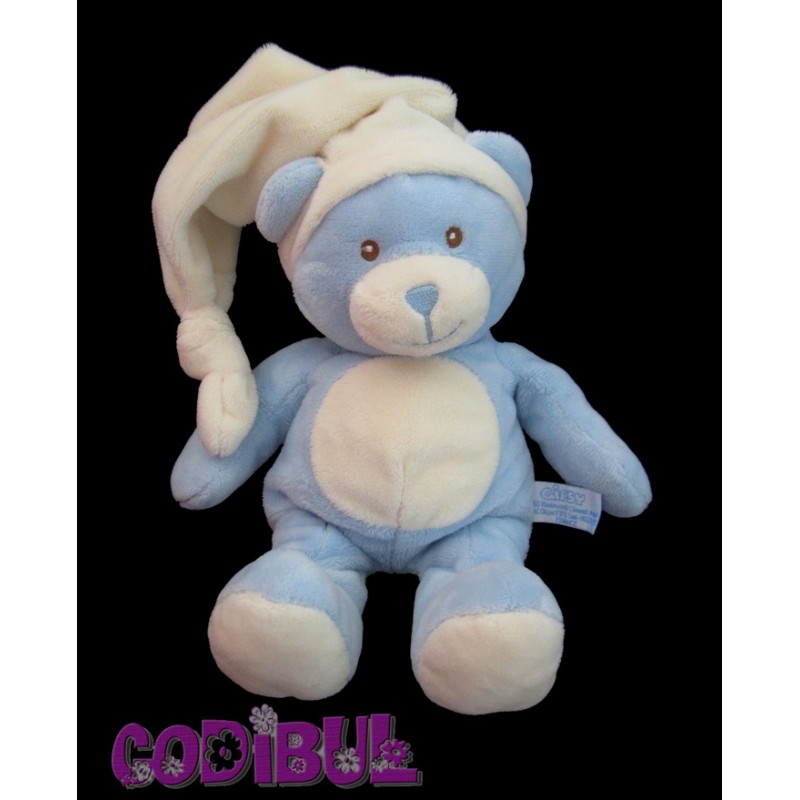 GIPSY Doudou ours bleu et blanc bonnet