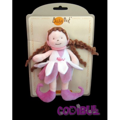 BABY NAT' doudou fille baby doll rose pétales