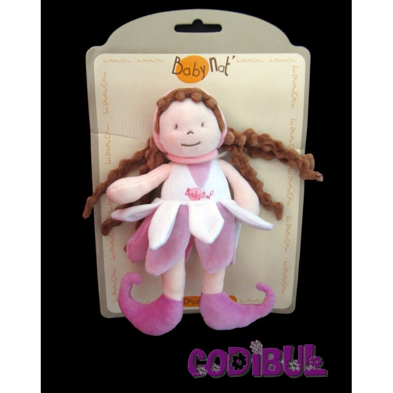 BABY NAT' doudou fille baby doll rose pétales