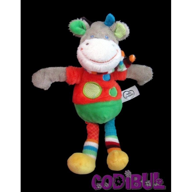 MOTS D'ENFANTS Doudou vache girafe multicolore écharpe