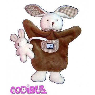 DOUDOU ET COMPAGNIE Doudou marionnette lapin marron bébé