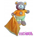 AJENA doudou ours orange vert mouchoir soleil