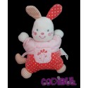 NICOTOY KIABI doudou semi plat lapin rose pois fleurs coeur