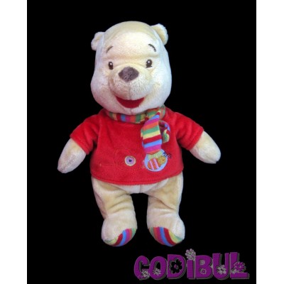 DISNEY Peluche Winnie l'ourson pull rouge abeille