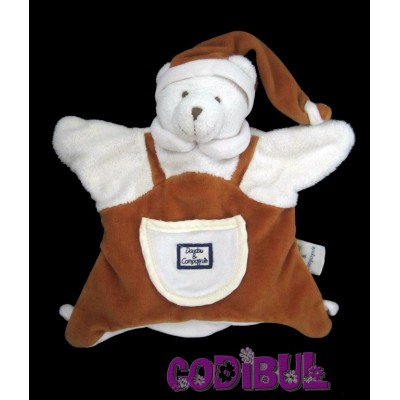 DOUDOU ET COMPAGNIE marionnette ours marron beige poche