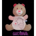 SUCRE D'ORGE doudou ours blanc rose beige étoiles brodées