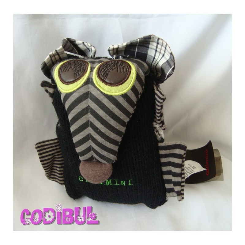 CATIMINI Doudou souris renard noir gris jaune pompon