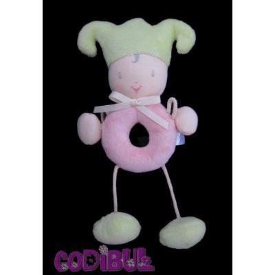 COROLLE Doudou lutin rose vert hochet