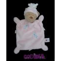 BABY CLUB doudou plat  ours rose coccinelles brodées