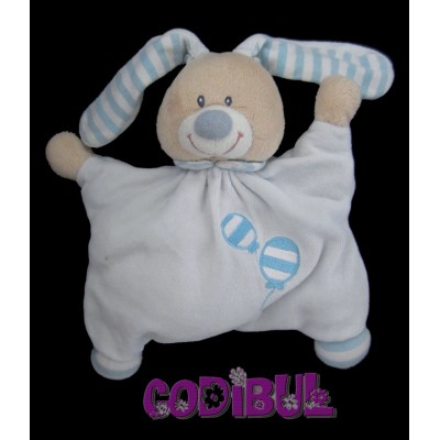 BOUT'CHOU Doudou semi plat lapin bleu ballon