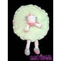 NICOTOY Doudou plat vache vert rose fleurs