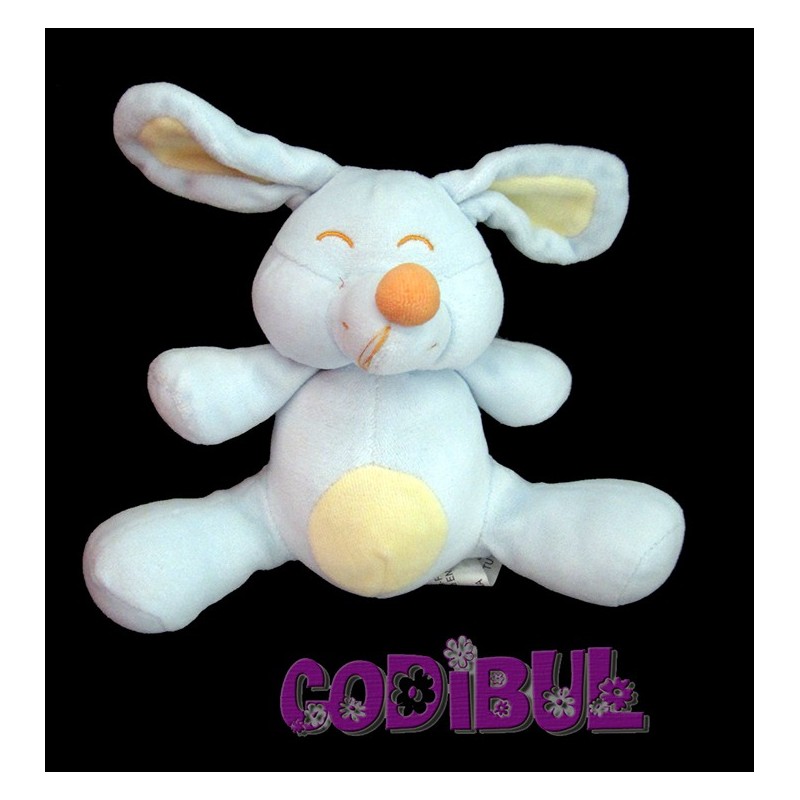 LA HALLE doudou souris bleu nez orange