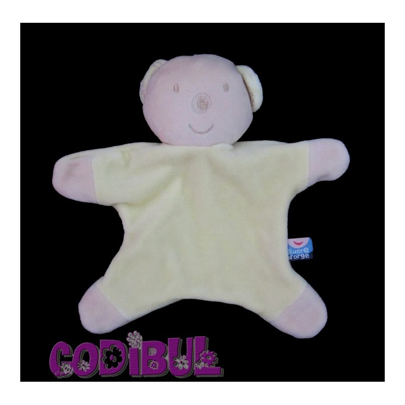 SUCRE D'ORGE Doudou plat ours koala vert