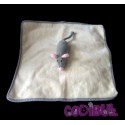 BEBISOL Doudou souris grise sur carré beige arthur et lola