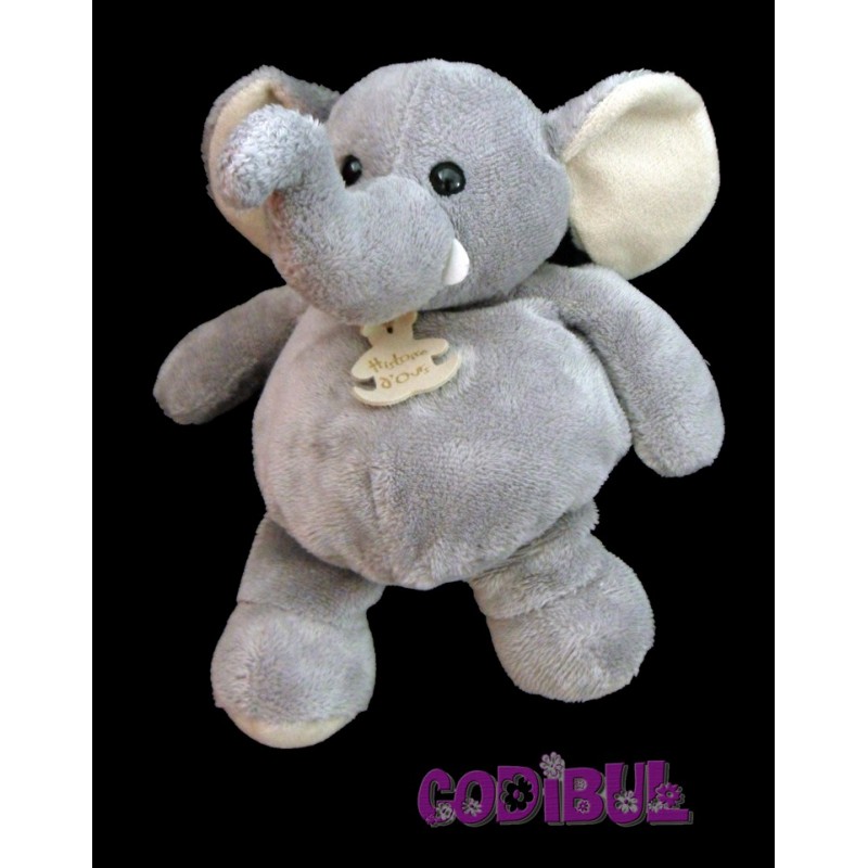 HISTOIRE D'OURS Doudou éléphant gris