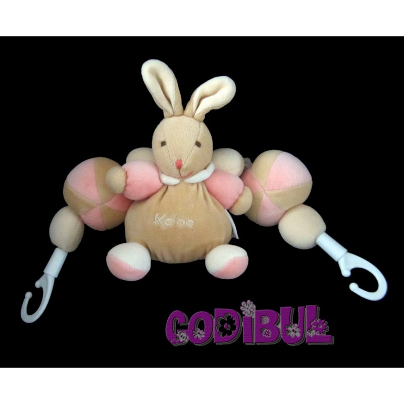 KALOO jouet hochet lapin beige et rose poussette