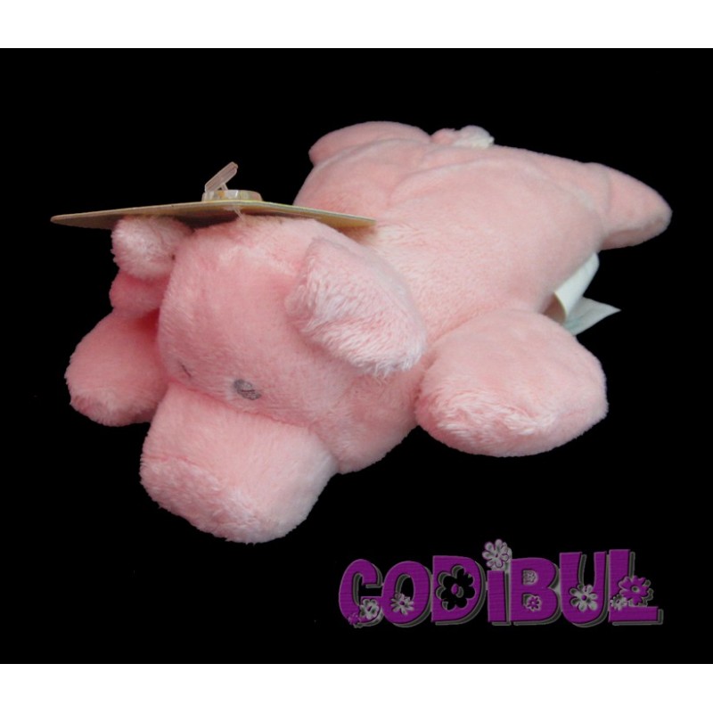 KIMBALOO Doudou cochon rose couché