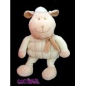 TIAMO GRAND Doudou Mouton blanc et marron avec écharpe