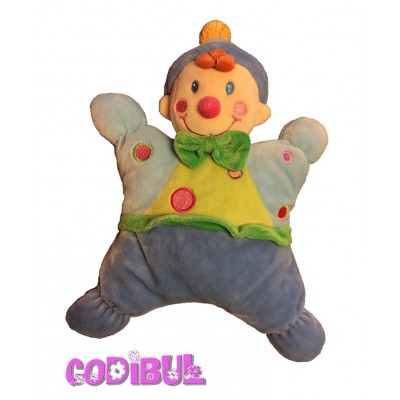 NICOTOY Doudou semi plat clown bleu