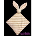 doudou plat lapin blanc beige rayé pois triangle