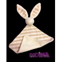 doudou plat lapin blanc beige rayé pois triangle