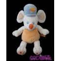 KIMBALOO doudou souris blanche orange chapeau bleu KMB