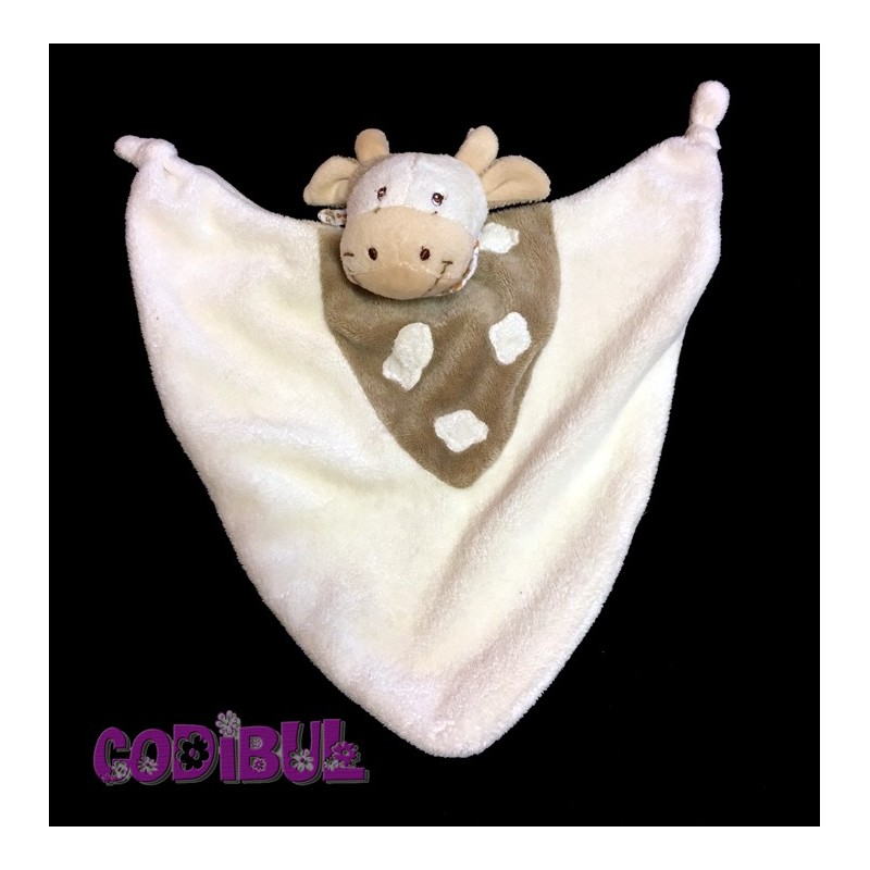 GERCA doudou plat vache beige marron foulard pouet