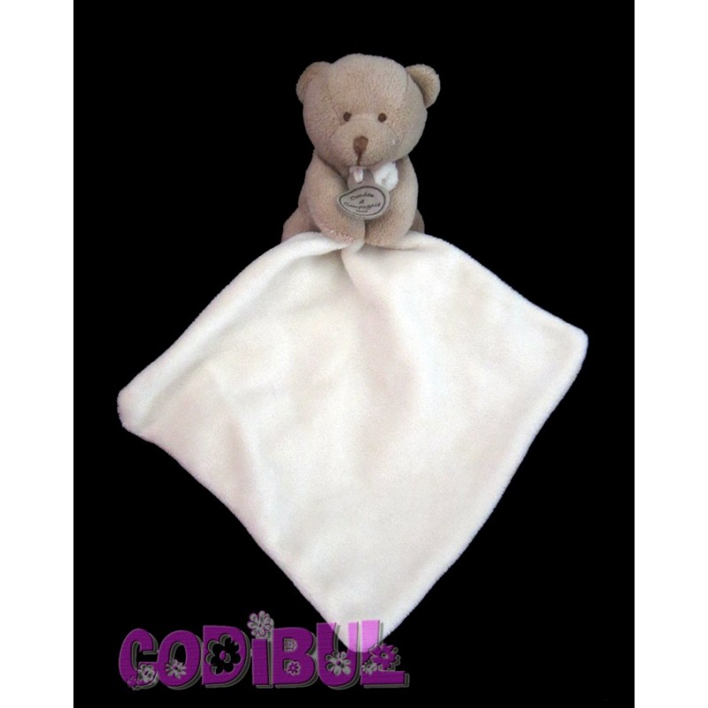 Doudou plat Ours beige mouchoir Doudou ET COMPAGNIE