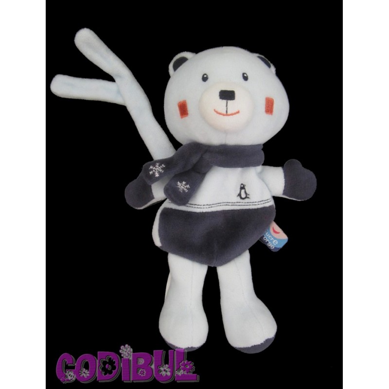 SUCRE D'ORGE doudou ours bleu pingouin tétinou