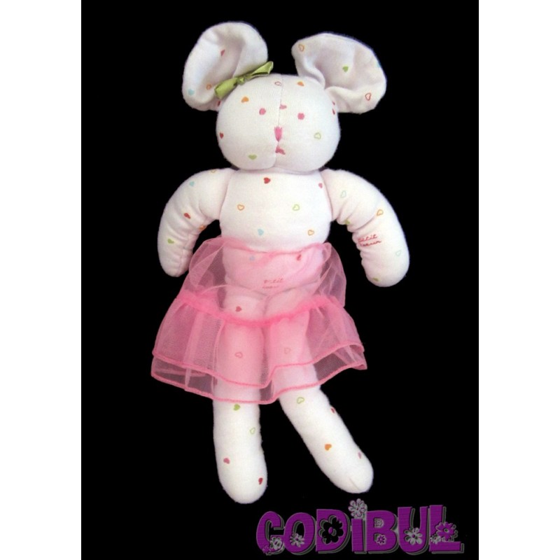 PETIT BATEAU DOUDOU souris rose coeurs tutu