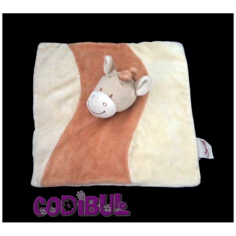 BENGY doudou plat ane cheval orange beige