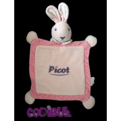 PICOT doudou plat lapin rose