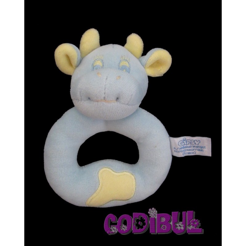 GIPSY DOUDOU vache bleu jaune hochet