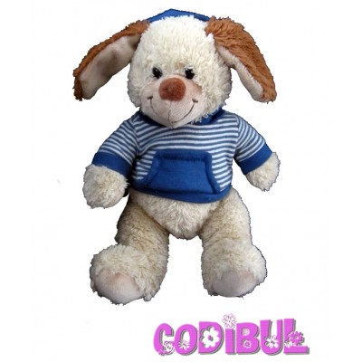 NICOTOY TOTAL doudou chien beige marron sweat rayé bleu