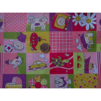 COUPON DE TISSU coton * JEUX ENFANTS * 143 x 147 cm