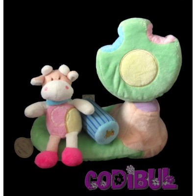 DOUDOU ET COMPAGNIE jeux activité VACHE jaune rose vert