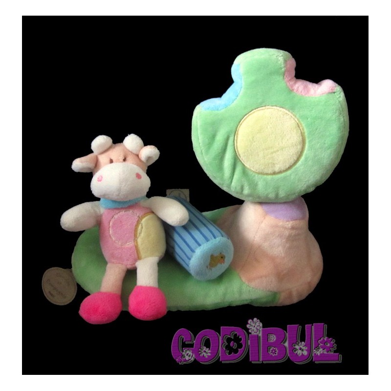 DOUDOU ET COMPAGNIE jeux activité VACHE jaune rose vert