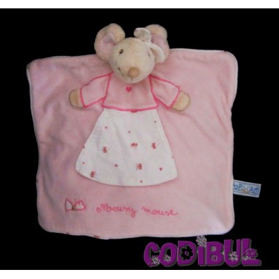 POP ART Doudou plat souris rose mousy mouse papillons