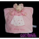 POP ART Doudou plat souris rose mousy mouse papillons