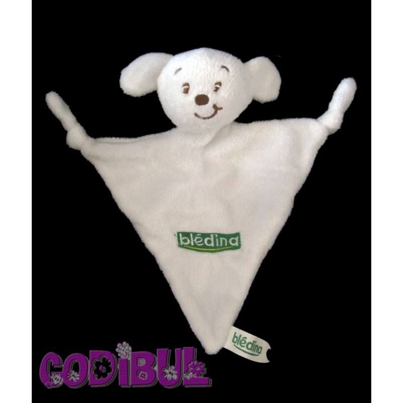 BLEDINA doudou plat chien blanc triangle