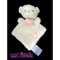 DOUDOU ET COMPAGNIE Doudou ours blanc rose + bonnet