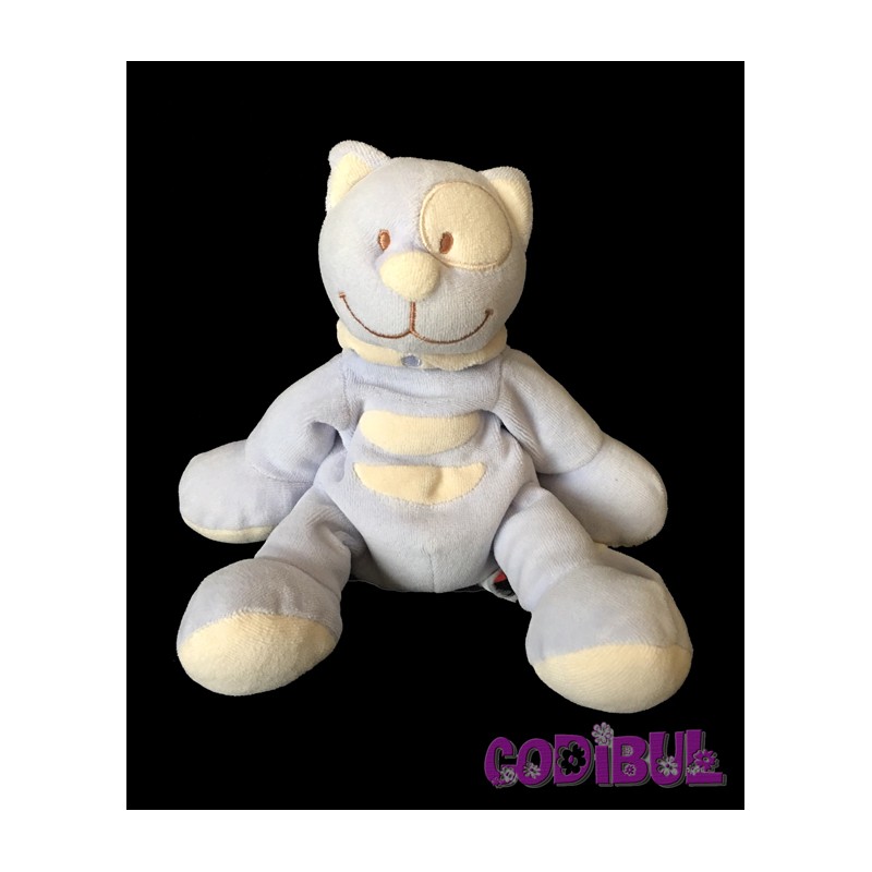 Tex Doudou Chat Bleu Cocard Blanc