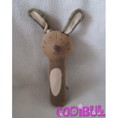 NATURE ET DECOUVERTES doudou lapin marron baton pouet