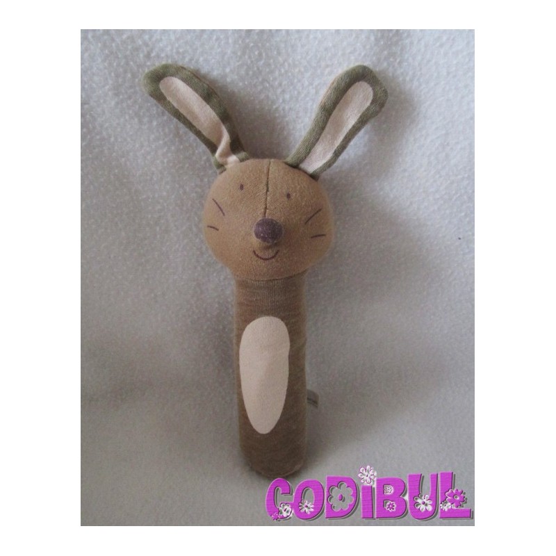 NATURE ET DECOUVERTES doudou lapin marron baton pouet