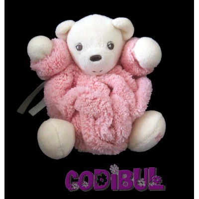 KALOO doudou ours plume rose petit modèle