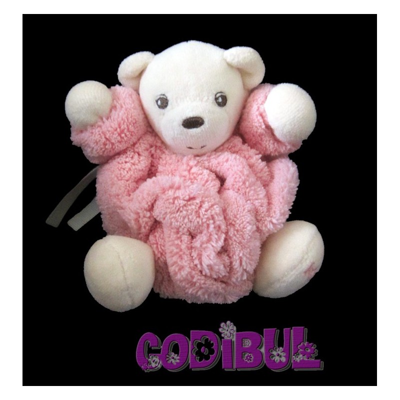 KALOO doudou ours plume rose petit modèle