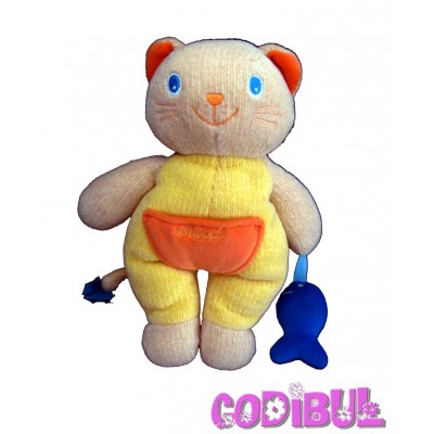 CHICCO Doudou chat jaune orange poisson bleu