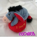 NICOTOY DISNEY Doudou Bourriquet sur coeur rouge I love you