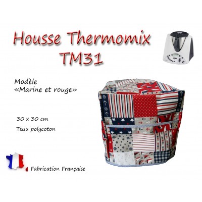 TM31 Housse de protection pour Robot Thermomix "Marine et rouge"